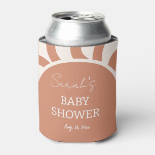 Modern Earthy Boho Rainbow Baby Shower Can Cooler