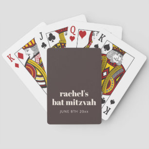 Modern Earthy Brown Bat Mitzvah Custom Favor Playing Cards