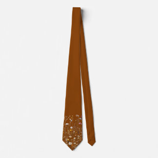 Modern Earthy Brown Wildflower Tip Floral Tie