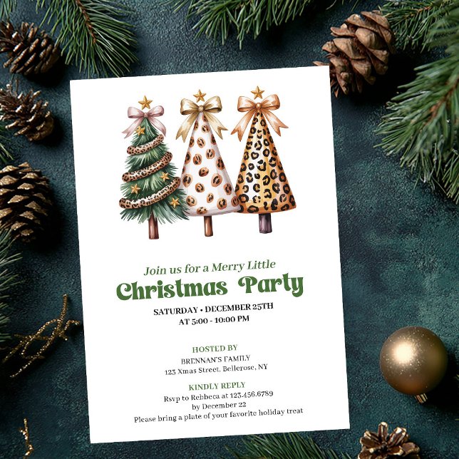 Modern earthy Christmas tree leopard design invite (Modern earthy Christmas tree leopard design invite)