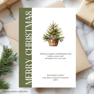 Modern earthy colors Christmas tree greeting card