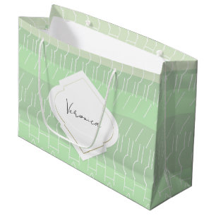 Modern Earthy Green Tones Geometric Pattern Large Gift Bag