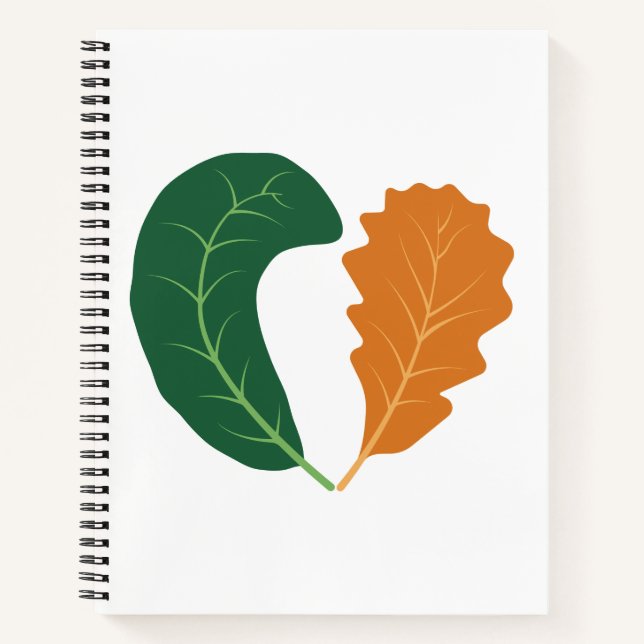 Modern Earthy Heart Leaves Canvas Notebook (Front)