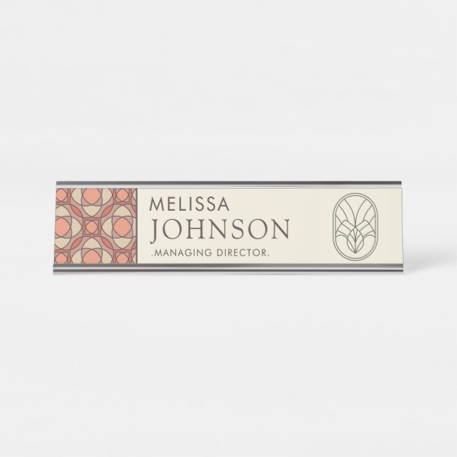Modern Earthy Mosaic Office Desk Name Plate (Front)