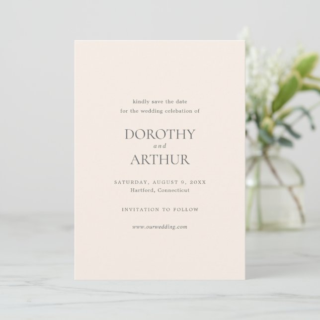 Modern Earthy Neutral Elegant Wedding Save The Date (Standing Front)