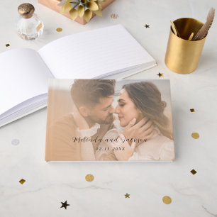 Modern Earthy Neutral Photo Wedding Guest Book