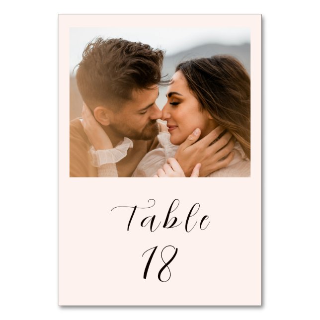 Modern Earthy Neutral Photo Wedding Table Number (Front)