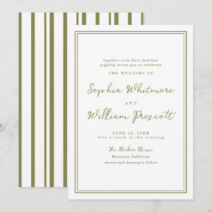 Modern Earthy Olive Green Wedding Invitation