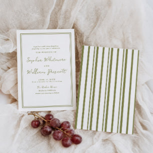 Modern Earthy Olive Green Wedding Invitation