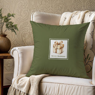 Modern earthy script family name Christmas gift Cushion