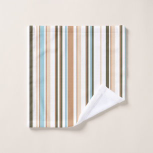 Modern Earthy Stripes with Blue Accent Bath Towel Set
