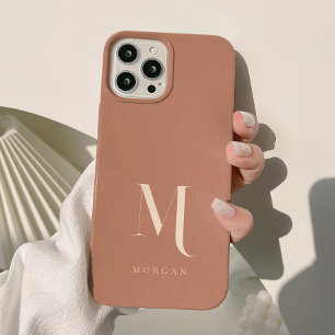 Modern Earthy Terracotta Custom Monogram iPhone 15 Case
