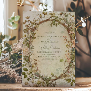 Modern Earthy Tones Boho Floral  Wedding Invitation