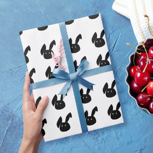 Modern Easter Black And White Bunny Pattern Wrapping Paper