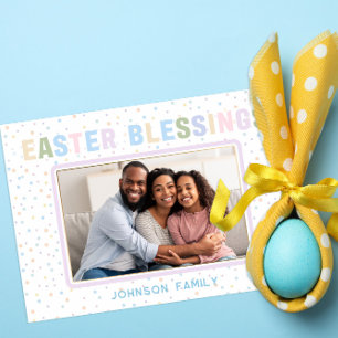 Modern Easter Blessings Watercolor Photo Card