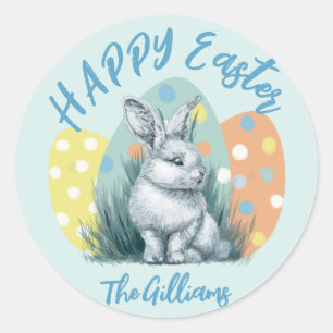 modern easter bunny colorful classic round sticker
