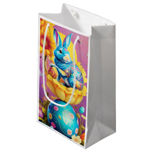 Modern Easter Bunny Flower Art         Small Gift Bag