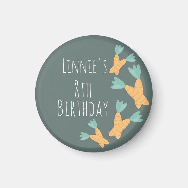 Modern Easter Carrot Bunch Birthday Magnet (Front)