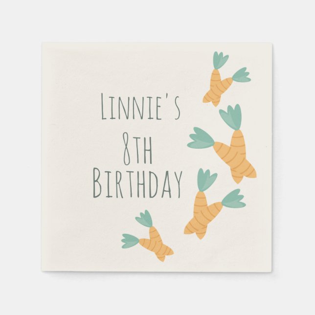 Modern Easter Carrot Bunch Birthday Napkin (Front)