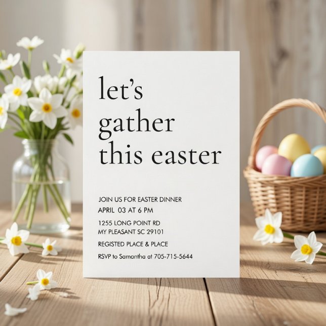 Modern Easter Dinner Let's Gather This Easter Invitation (Creator Uploaded)