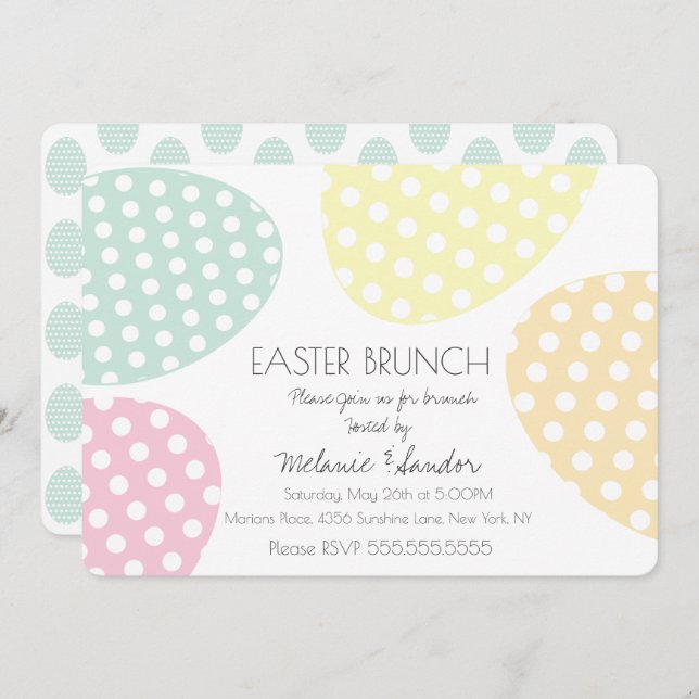 Modern Easter Dotted Eggs Dinner Brunch Family Invitation (Front/Back)