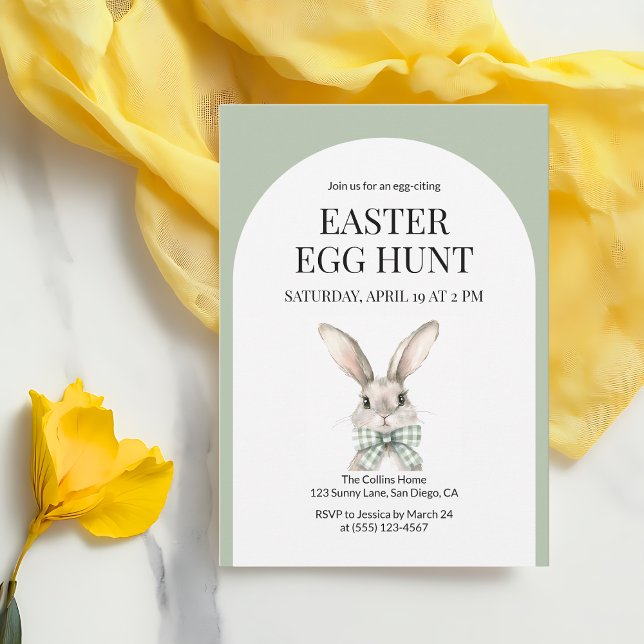 Modern Easter Egg Hunt Cute Bunny Rabbit Adult Invitation (Modern Easter Egg Hunt Cute Bunny Rabbit Adult Invitation)