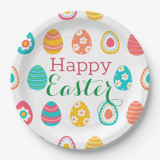 Modern Easter Egg Paper Plate (Front)