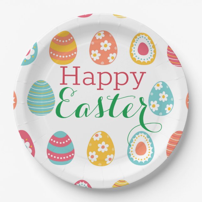 Modern Easter Egg Paper Plate (Front)