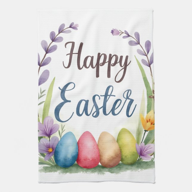 Modern Easter Eggs Beautiful Collection Tea Towel (Vertical)
