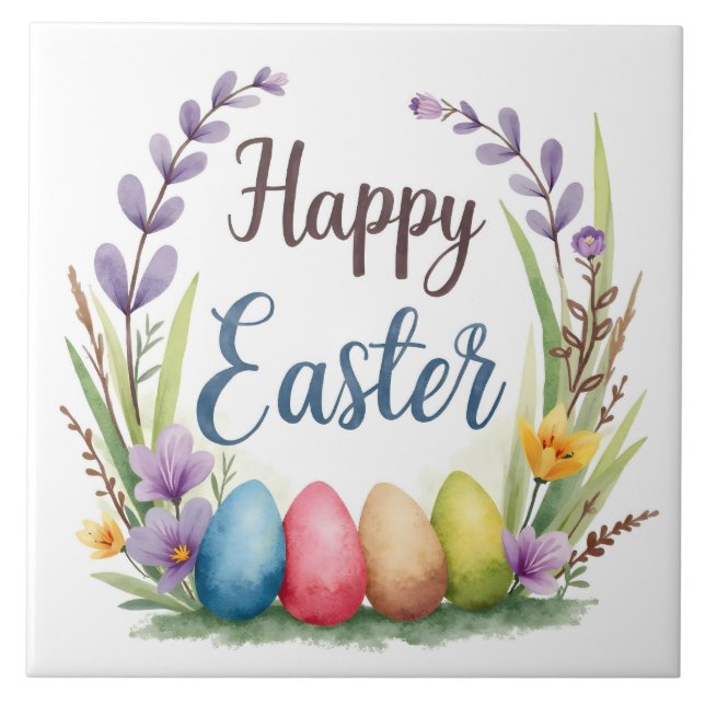 Modern Easter Eggs Beautiful Collection Tile (Front)
