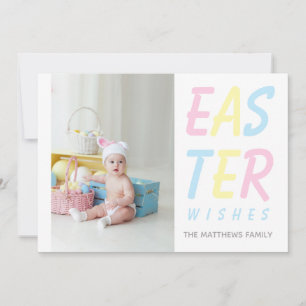Modern Easter Wishes Pastel Personalised Photo Holiday Card