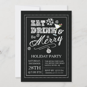 Modern Eat Drink Be Merry Holiday Invitation