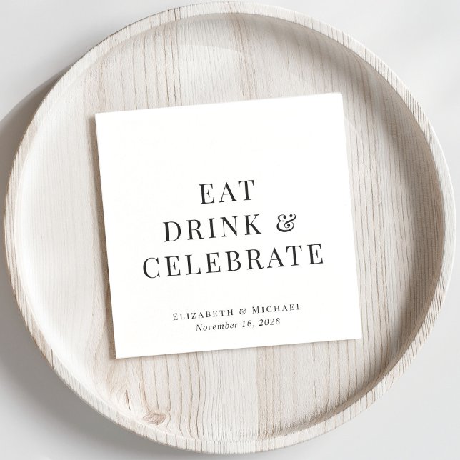 Modern Eat Drink Celebrate Wedding Napkin (Creator Uploaded)