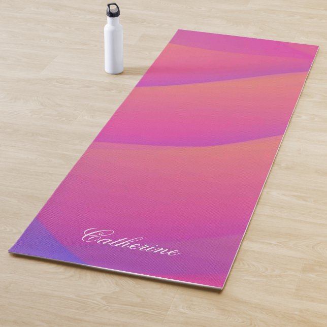 Modern Eco friendly Rainbow Colour Custom Name Yoga Mat (In Situ)