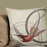 Modern Ecru Hummingbird Design | Earthy Green Cushion<br><div class="desc">Stylish throw pillow features a modern artistic design in an ecru ivory and earthy colour palette with muted maroon accents. An artistic design with a beautiful hummingbird as the focal point with muted red and earthy green green accents on a neutral abstract background with geometric circle composition. This modern design...</div>