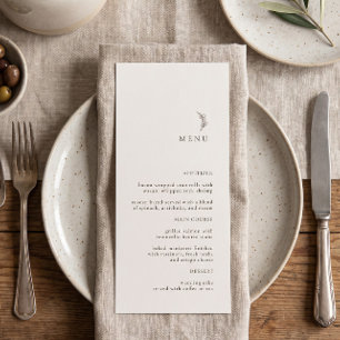Modern Ecru Olive Branch Wedding Menu