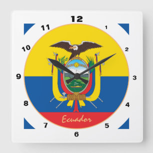 Modern Ecuador Flag, trendy Ecuador Home / design Square Wall Clock