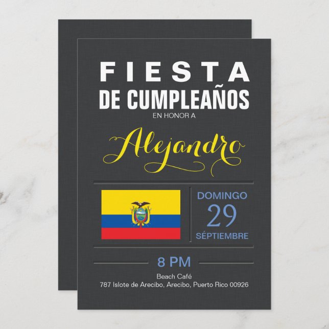 Modern: Ecuador Republic Party Invitation (Front/Back)
