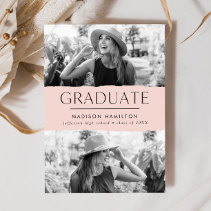 Modern Edge Blush 2 Photo Graduation Announcement