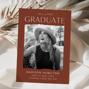 Modern Edge Brown Photo Graduation Announcement