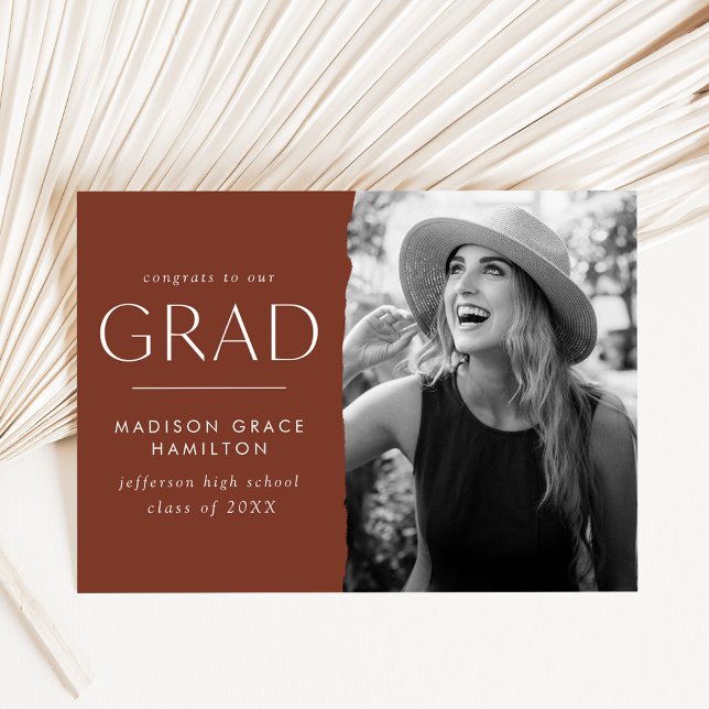 Modern Edge Brown Photo Graduation Announcement (Creator Uploaded)