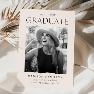 Modern Edge Cream Photo Graduation Announcement