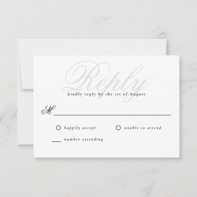Modern Edge Elegant Minimal Monogram Wedding RSVP Card (Front)