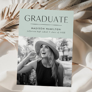 Modern Edge Mint Photo Graduation Announcement