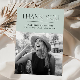 Modern Edge Mint Photo Graduation Thank You Card