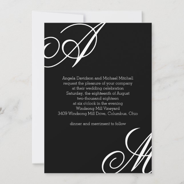 Modern Edge Monogram Wedding Invitation (Front)