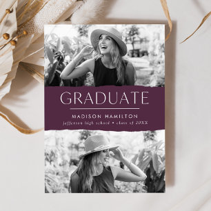 Modern Edge Purple 2 Photo Graduation Announcement