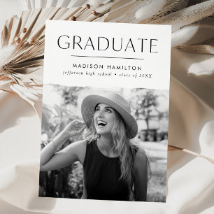 Modern Edge White Photo Graduation Announcement