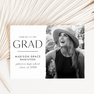 Modern Edge White Photo Graduation Announcement