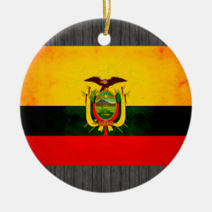 Modern Edgy Ecuadorean Flag Ceramic Tree Decoration